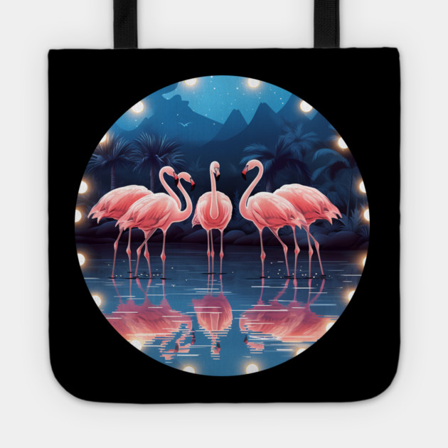 Flamingo Flock Sunset, Love Flamingos Tote by logiamerch