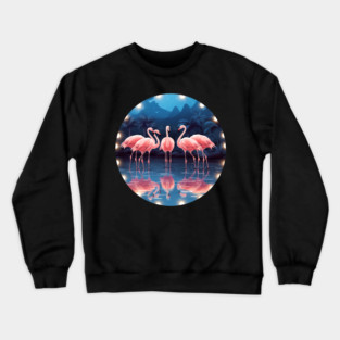 Flamingo Flock Sunset, Love Flamingos Crewneck Sweatshirt