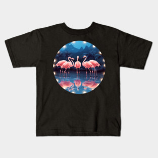 Flamingo Flock Sunset, Love Flamingos Kids T-Shirt