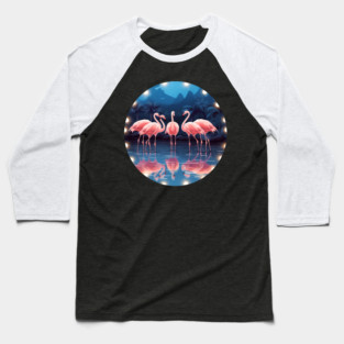 Flamingo Flock Sunset, Love Flamingos Baseball T-Shirt