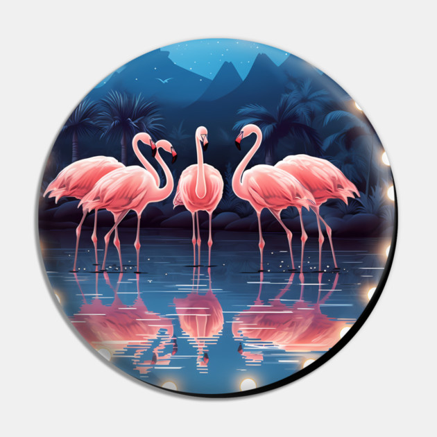 Flamingo Flock Sunset, Love Flamingos Pin by logiamerch