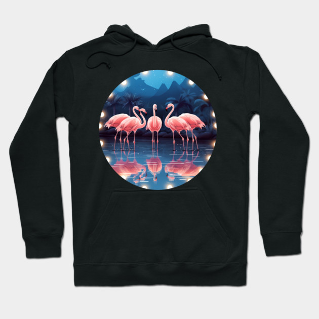 Flamingo Flock Sunset, Love Flamingos Hoodie by logiamerch