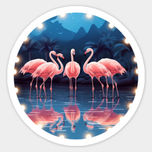 Flamingo Flock Sunset, Love Flamingos Magnet