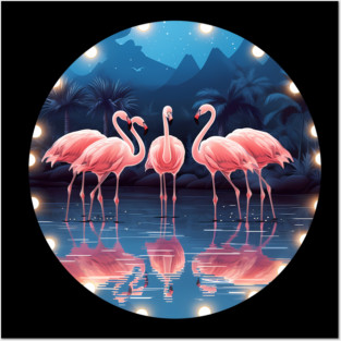 Flamingo Flock Sunset, Love Flamingos Posters and Art