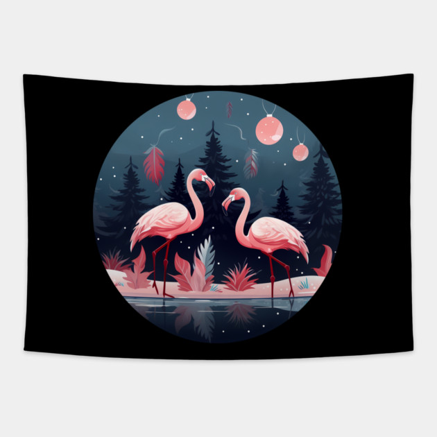 Flamingo Flock Sunset, Love Flamingos Tapestry by logiamerch