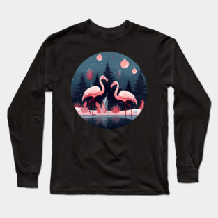 Flamingo Flock Sunset, Love Flamingos Long Sleeve T-Shirt