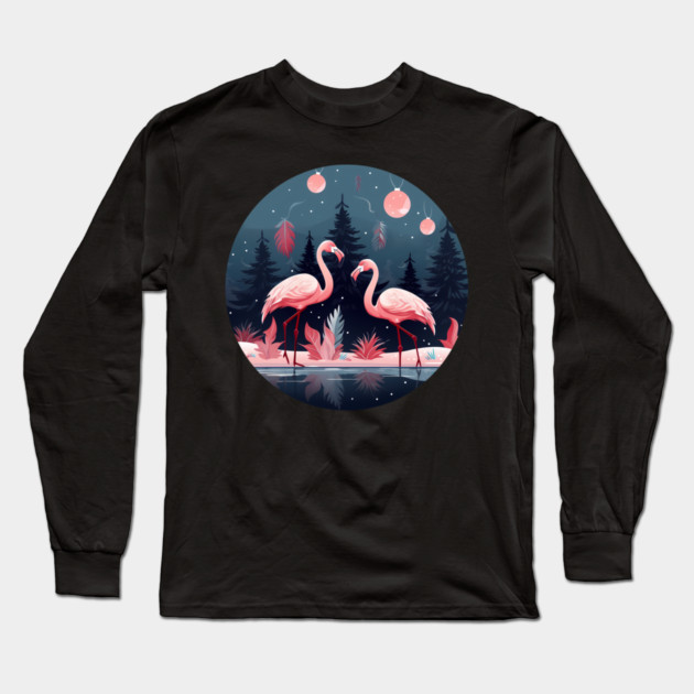 Flamingo Flock Sunset, Love Flamingos Long Sleeve T-Shirt by logiamerch