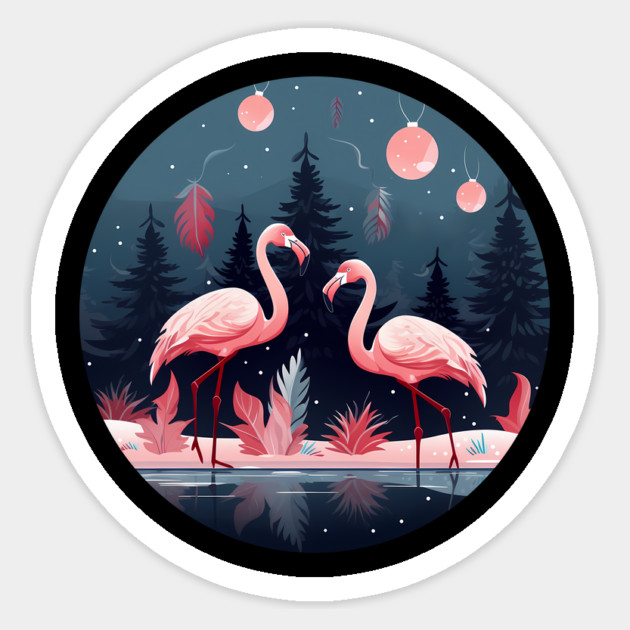 Flamingo Flock Sunset, Love Flamingos Sticker by logiamerch