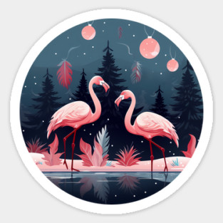Flamingo Flock Sunset, Love Flamingos Magnet