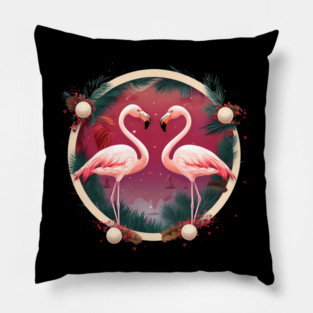 Flamingo Flock Sunset, Xmas,  Love Flamingos Pillow