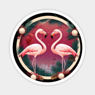 Flamingo Flock Sunset, Xmas,  Love Flamingos Magnet