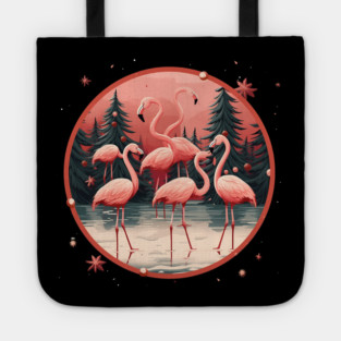Flamingo Flock Sunset, Xmas,  Love Flamingos Tote