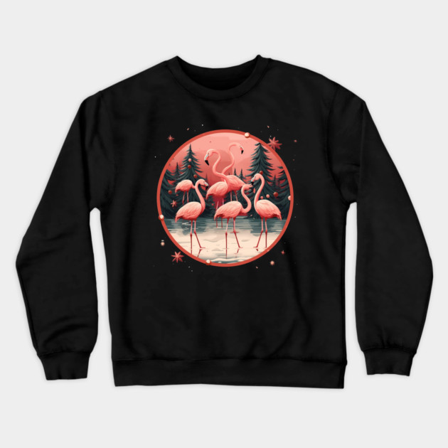 Flamingo Flock Sunset, Xmas,  Love Flamingos Crewneck Sweatshirt by logiamerch