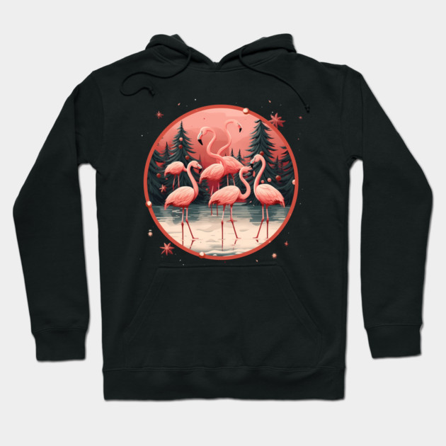 Flamingo Flock Sunset, Xmas,  Love Flamingos Hoodie by logiamerch