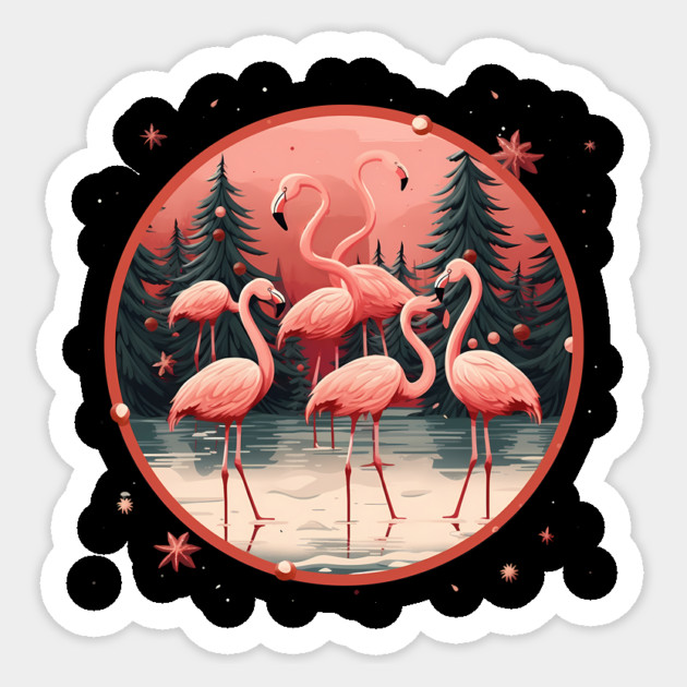 Flamingo Flock Sunset, Xmas,  Love Flamingos Sticker by logiamerch