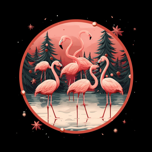 Flamingo Flock Sunset, Xmas,  Love Flamingos by logiamerch