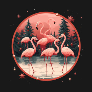 Flamingo Flock Sunset, Xmas,  Love Flamingos T-Shirt