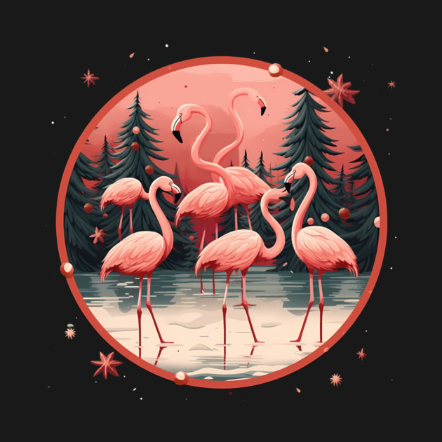 Flamingo Flock Sunset, Xmas,  Love Flamingos by logiamerch