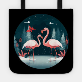 Flamingo Flock Sunset, Xmas,  Love Flamingos Tote