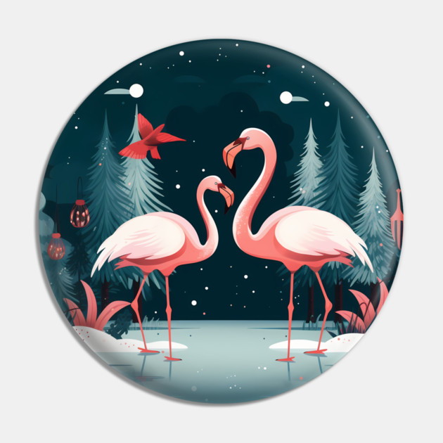 Flamingo Flock Sunset, Xmas,  Love Flamingos Pin by logiamerch