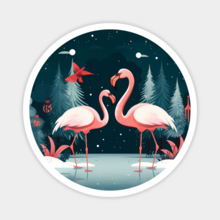Flamingo Flock Sunset, Xmas,  Love Flamingos Magnet