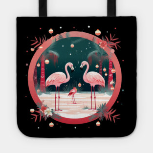 Flamingo Flock Sunset, Xmas,  Love Flamingos Tote