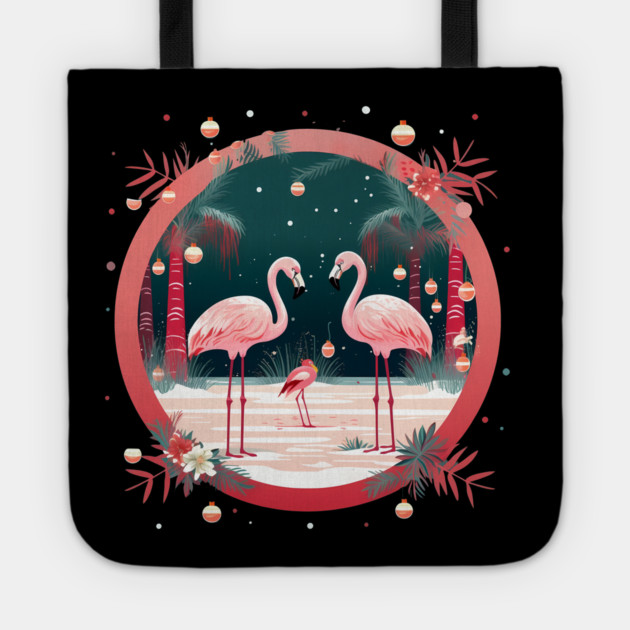 Flamingo Flock Sunset, Xmas,  Love Flamingos Tote by logiamerch