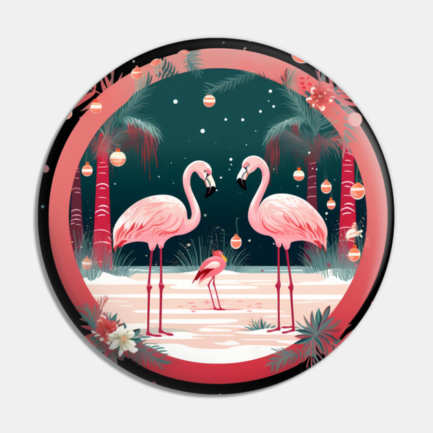 Flamingo Flock Sunset, Xmas,  Love Flamingos Pin by logiamerch