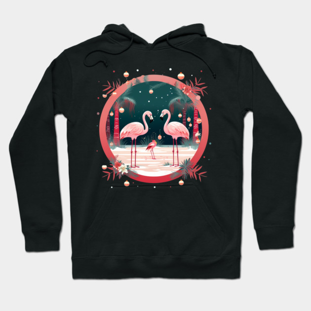 Flamingo Flock Sunset, Xmas,  Love Flamingos Hoodie by logiamerch