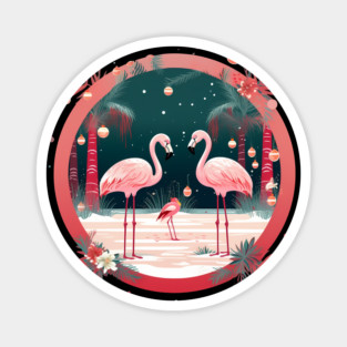 Flamingo Flock Sunset, Xmas,  Love Flamingos Magnet