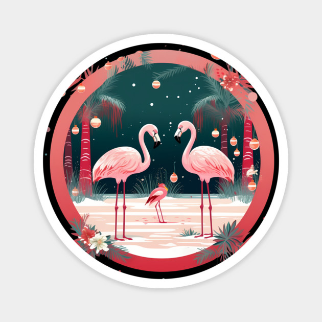 Flamingo Flock Sunset, Xmas,  Love Flamingos Magnet by logiamerch