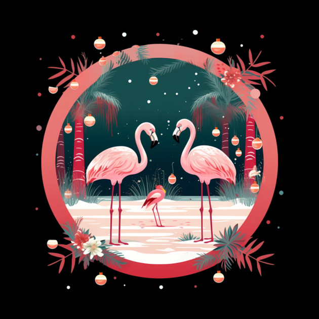 Flamingo Flock Sunset, Xmas,  Love Flamingos by logiamerch