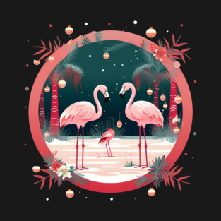 Flamingo Flock Sunset, Xmas,  Love Flamingos T-Shirt