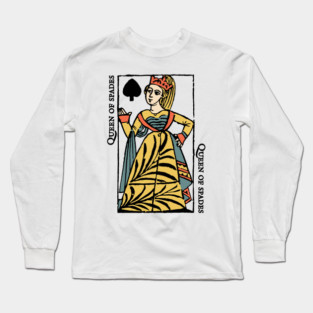 Character of Playing Card Queen of Spades Long Sleeve T-Shirt