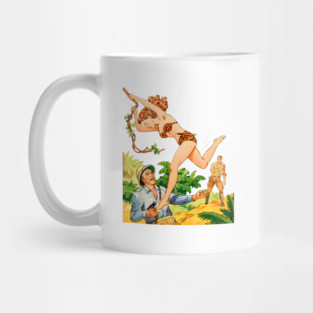 REVISTANGO #214 - The Savage Beauty Who Fell from the Vines, Jungle Fury Unleashed against Greed and Fear in a Scene of Heat Sweat and Heroism Framed by Golden Light and Emerald Shadows of Retro Pulp Illustration Vintage Mug