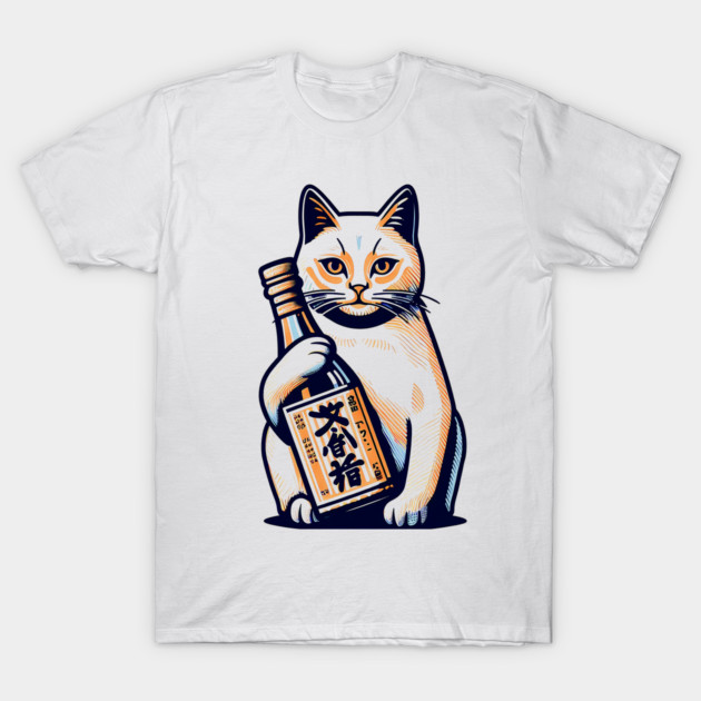 Vintage Cat and Sake: Hilarious Japanese-Inspired Tee Japanese