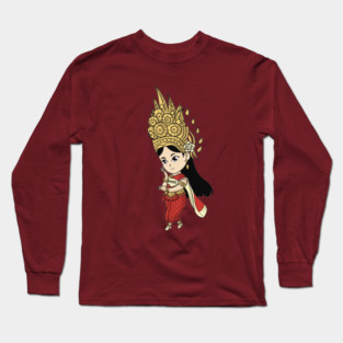 Khmer Cambodian Chibi w/cape Character Long Sleeve T-Shirt