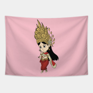 Khmer Cambodian Chibi w/cape Character Tapestry