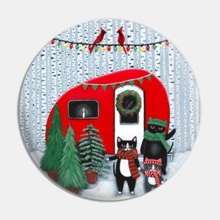 Cats Picking Out The Christmas Tree Pin