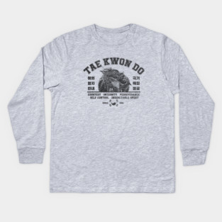 Tae Kwon Do Distressed Dragon Logo Kids Long Sleeve T-Shirt