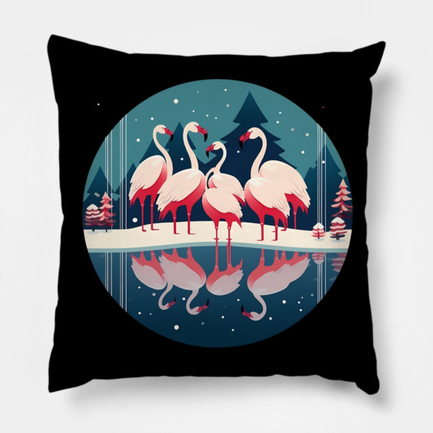 Flamingo Flock Sunset, Love Flamingos Pillow by logiamerch