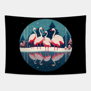 Flamingo Flock Sunset, Love Flamingos Tapestry