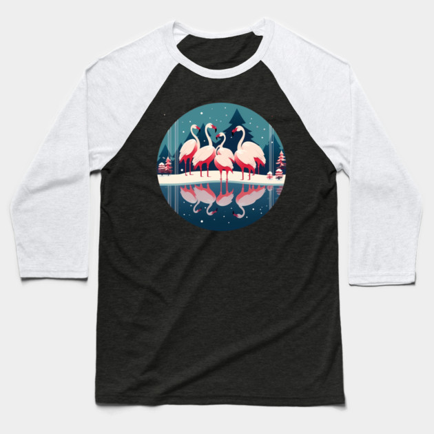 Flamingo Flock Sunset, Love Flamingos Baseball T-Shirt by logiamerch