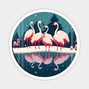 Flamingo Flock Sunset, Love Flamingos Magnet