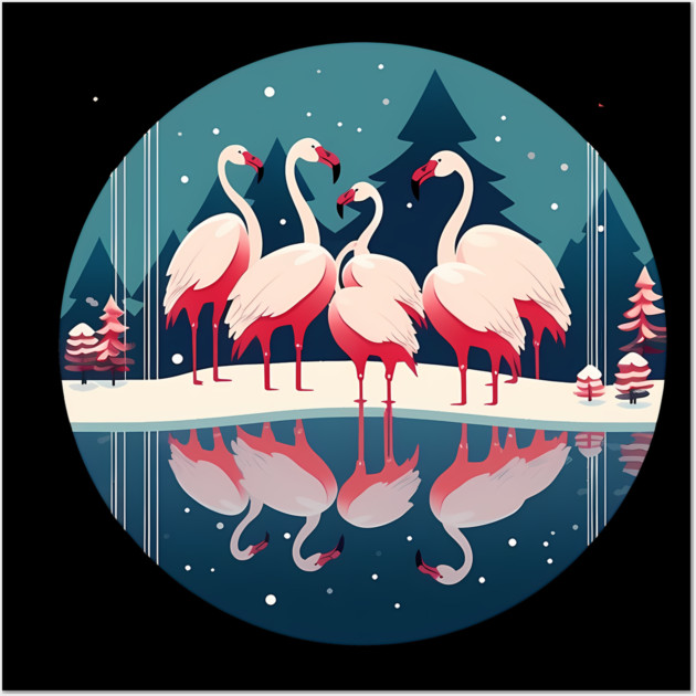 Flamingo Flock Sunset, Love Flamingos Wall Art by logiamerch