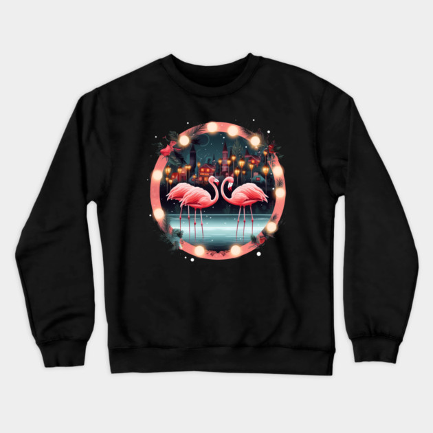 Flamingo Flock Sunset, Love Flamingos Crewneck Sweatshirt by logiamerch