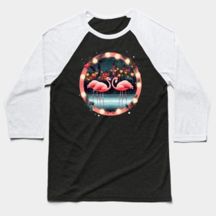 Flamingo Flock Sunset, Love Flamingos Baseball T-Shirt
