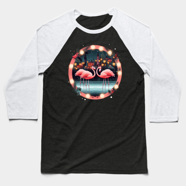 Flamingo Flock Sunset, Love Flamingos Baseball T-Shirt by logiamerch