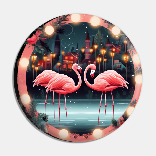 Flamingo Flock Sunset, Love Flamingos Pin by logiamerch