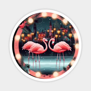 Flamingo Flock Sunset, Love Flamingos Magnet